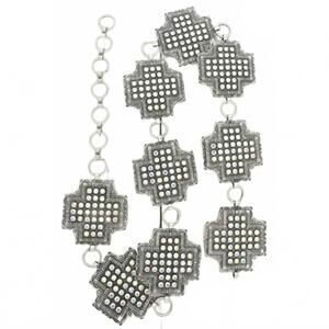 NEW SOPHIA COLLECTION women's western rhinestone cross concho chain belt in silv